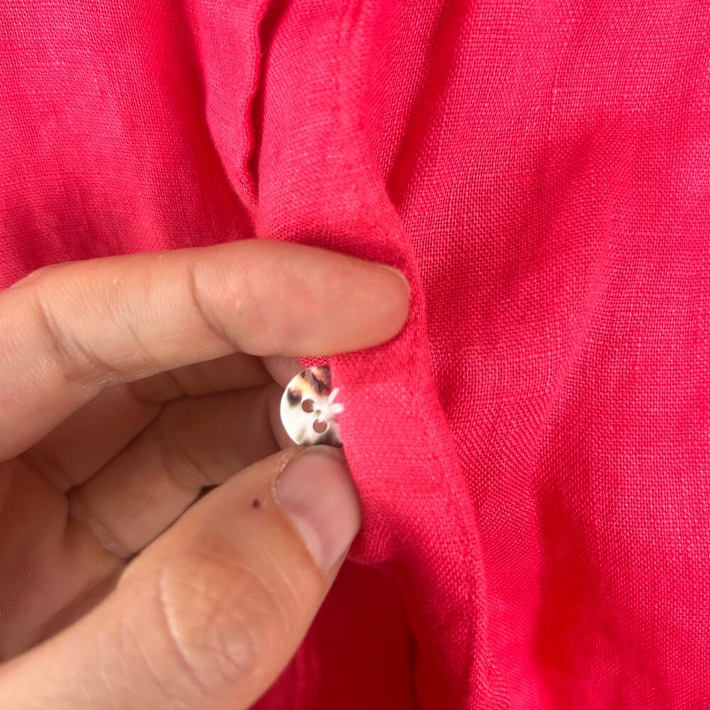 J.Jill Linen Button Front Shirt Pink Coral L Tall Long Sleeve Shell Buttons - Picture 8 of 10